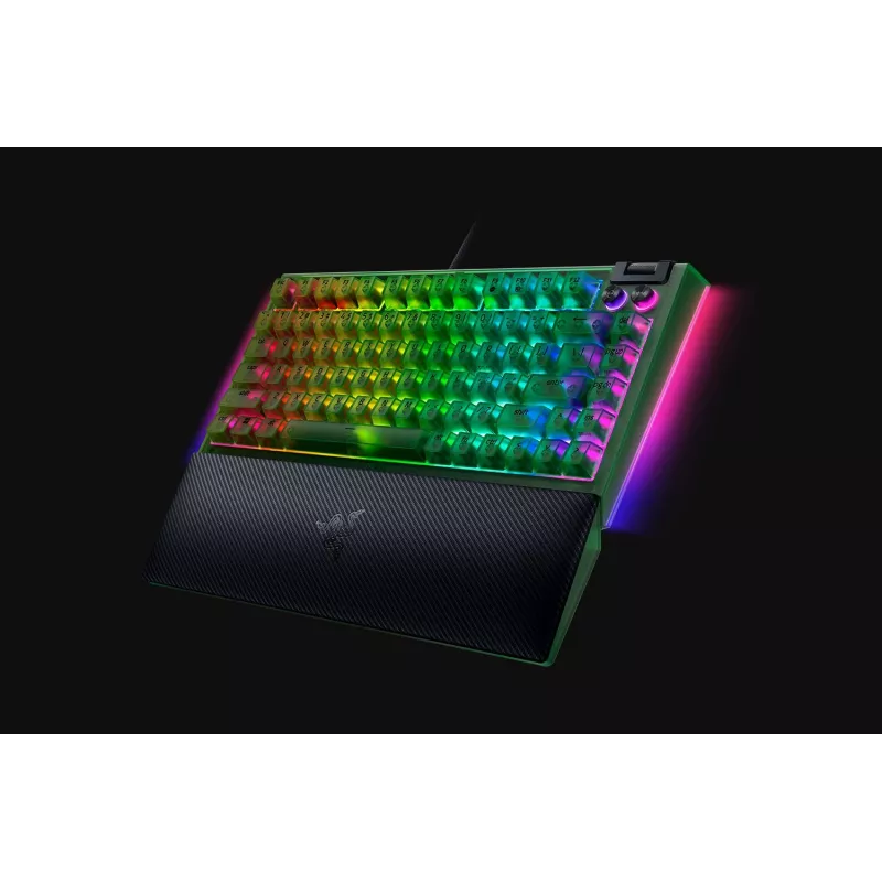 Teclado gaming mecánico Razer BlackWidow V4 75% — con cable, layout US, edición Phantom Green, interruptores mecánicos táctiles Razer