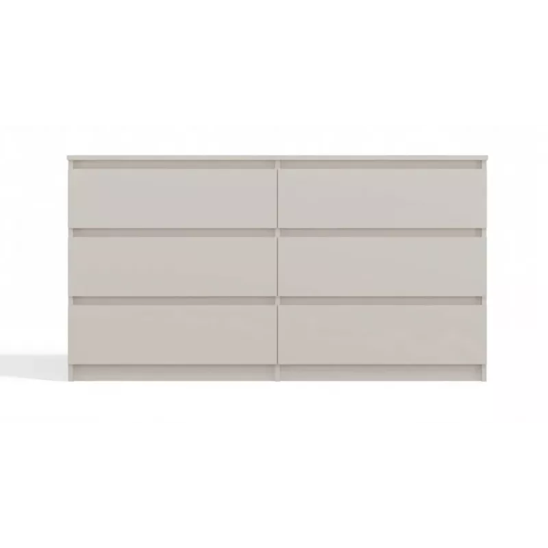 Cómoda MALWA M6/140 de top e shop — 6 cajones, 1380×400×750 mm, laminado crema