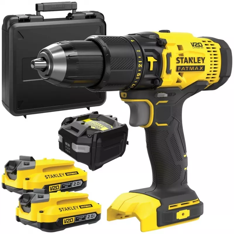 Taladro atornillador a batería STANLEY SFMCD711D2K 18V Li-Ion 2x2Ah, 2 velocidades, 80 Nm, LED, maletín