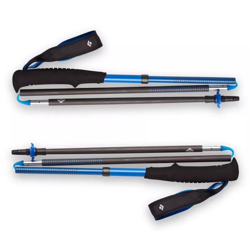 Bastones de trekking Black Diamond Distance Carbon Z, caña de carbono plegable, 120 cm, 280 g, 3 piezas