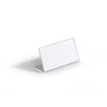 Durable 8055-19 Porta placas de identificación de mesa, forma L, 52 x 100 mm, acrílico, transparente, pack de 10