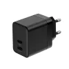 Cargador de pared Crong Ultra Compact GaN 35W PD 3.0 2x USB-C (negro)