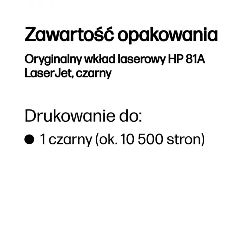 HP 81A Tóner original para LaserJet Negro, 10500 páginas, Negro, 1 unidad