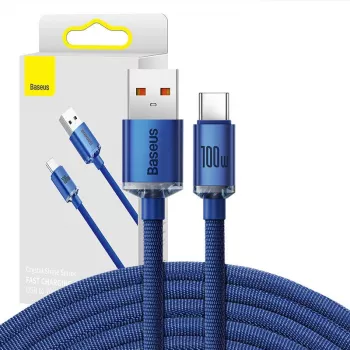 Baseus Crystal Shine Cable USB a USB-C, 100W, 2m (azul)
