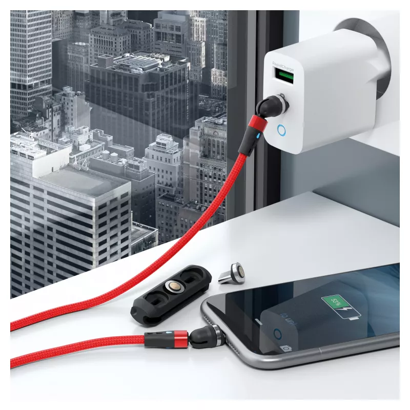 Cable USB RealPower MagneticCharge2 1 m rojo carga rápida transferencia de datos