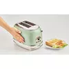 Tostadora Ariete 155 Design de 2 ranuras con cestillos para sándwich, 6 niveles de tostado, 810 W, carcasa de acero inoxidable, bandeja recogemigas extraíble, verde pastel