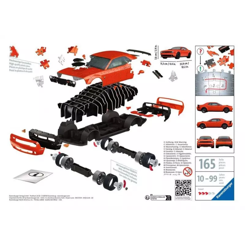 Puzzle 3D Ravensburger Dodge Challenger R/T Scat Pack Widebody 108 piezas