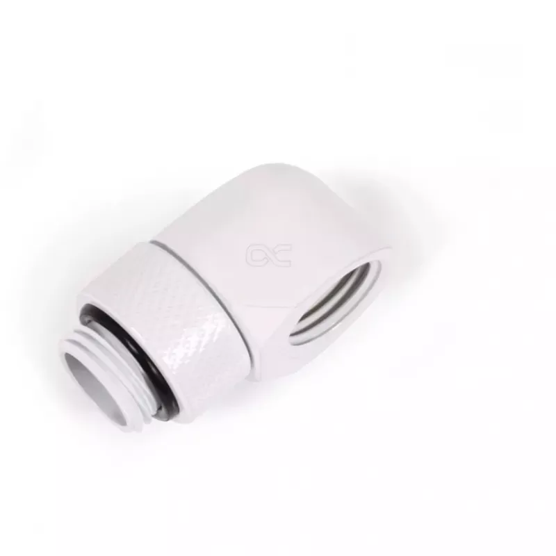 Conector en L de compresión Alphacool 17619 G1/4 macho a hembra giratorio, blanco