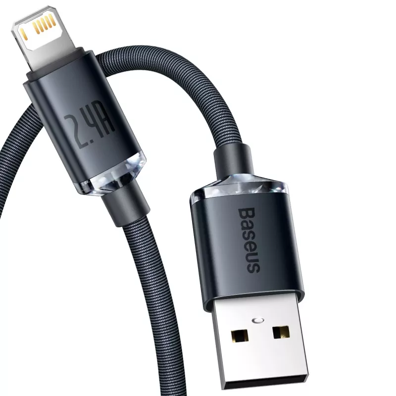 Baseus Crystal Shine Cable USB a Lightning, 2,4A, 2m (negro)