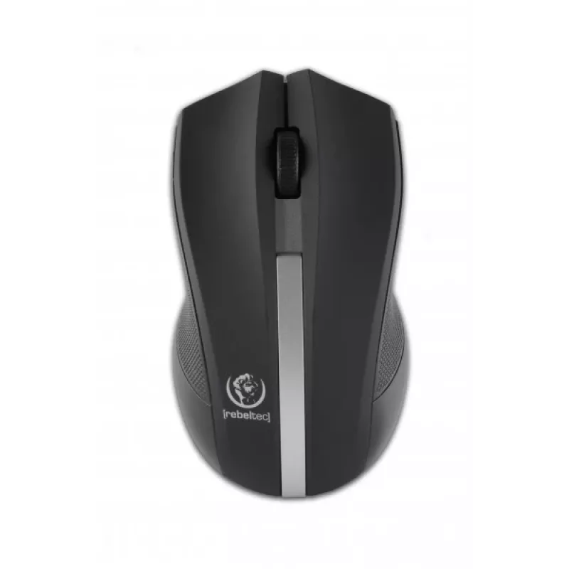 Ratón óptico inalámbrico Rebeltec GALAXY negro/plateado, superficie de goma