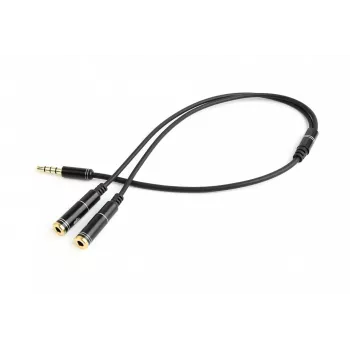 Adaptador de audio Gembird CCA-417M 2×3,5 mm conector macho a 3,5 mm conector hembra, 0,2 m, negro