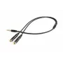 Adaptador de audio Gembird CCA-417M, macho de 3,5 mm de 4 pines a 2x hembra de 3,5 mm, 0,2 m, negro