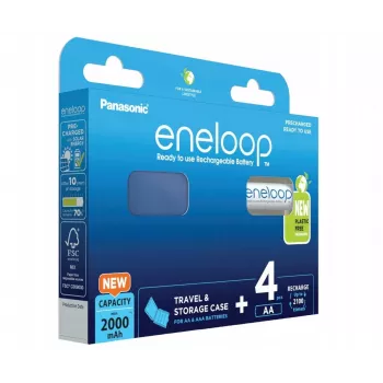 Baterías PANASONIC ENELOOP AA 2000 mAh 4 uds. + estuche (BK-3MCDE/4CP+CASE)