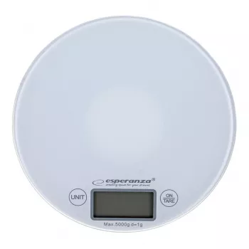 Báscula de cocina electrónica ESPERANZA EKS003W, capacidad 5 kg, precisión 1 g, vidrio templado, control táctil