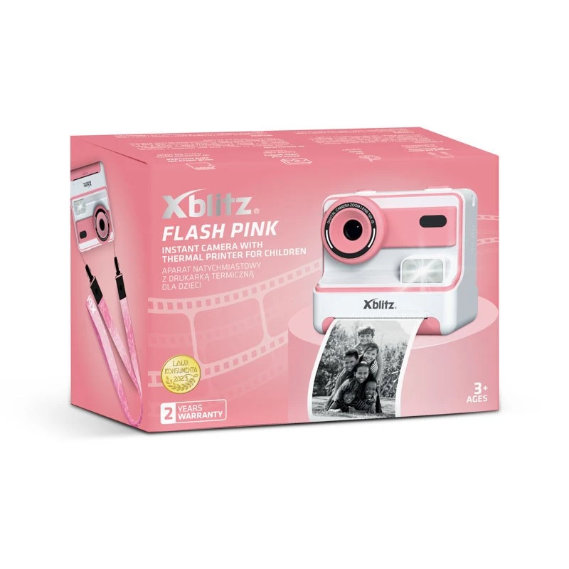 Xblitz FLASH PINK Cámara instantánea con impresora térmica para niños