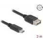 Cable USB 2.0 DELOCK 81538 — USB-C a USB-A, 3 m, negro