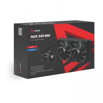 Kit de refrigeración líquida SAVIO NOX 240 mm – radiador de 240 mm, 2 ventiladores de 120 mm, radiador de aluminio, base de cobre, compatible con LGA 2011/2011-v3/2066/1200/115x/775