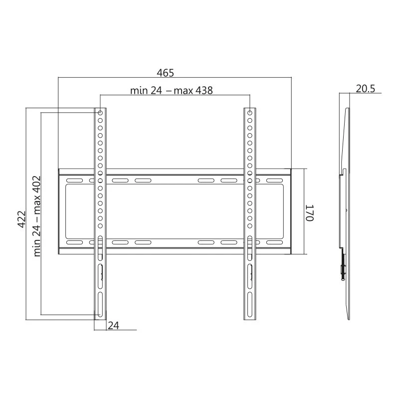 Soporte de pared para TV LogiLink BP0036 139,7 cm (55