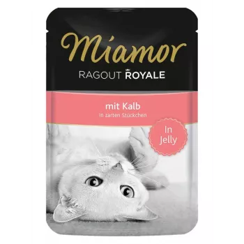 Comida húmeda para gatos Miamor Ragout Royale en gelatina 100 g — ternera, gatos adultos, lata