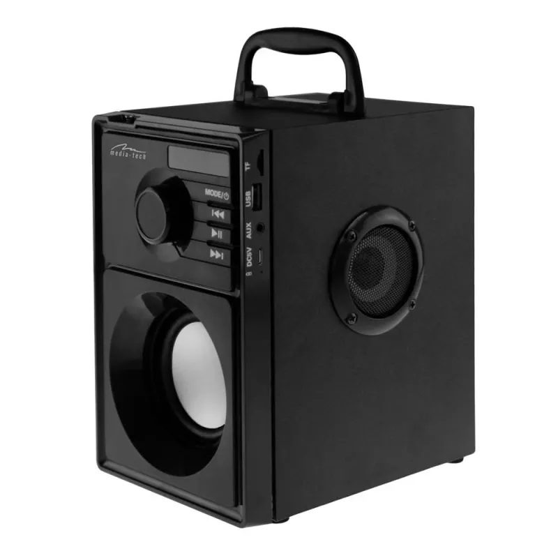 Altavoz portátil MEDIA-TECH MT3179, 20 W (RMS 15 W), Bluetooth 5.1, FM, MicroSD, USB, AUX, Li-Ion, 6 h, carcasa de madera