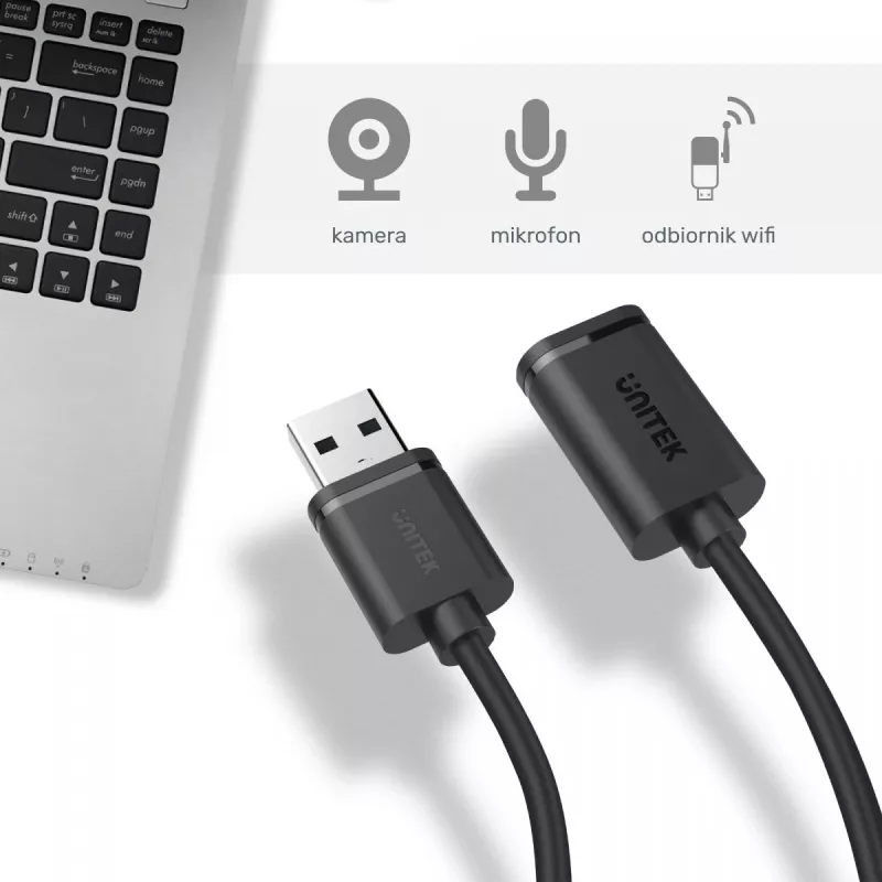 Cable USB UNITEK Y-C447GBK 0,5 m USB 2.0 negro