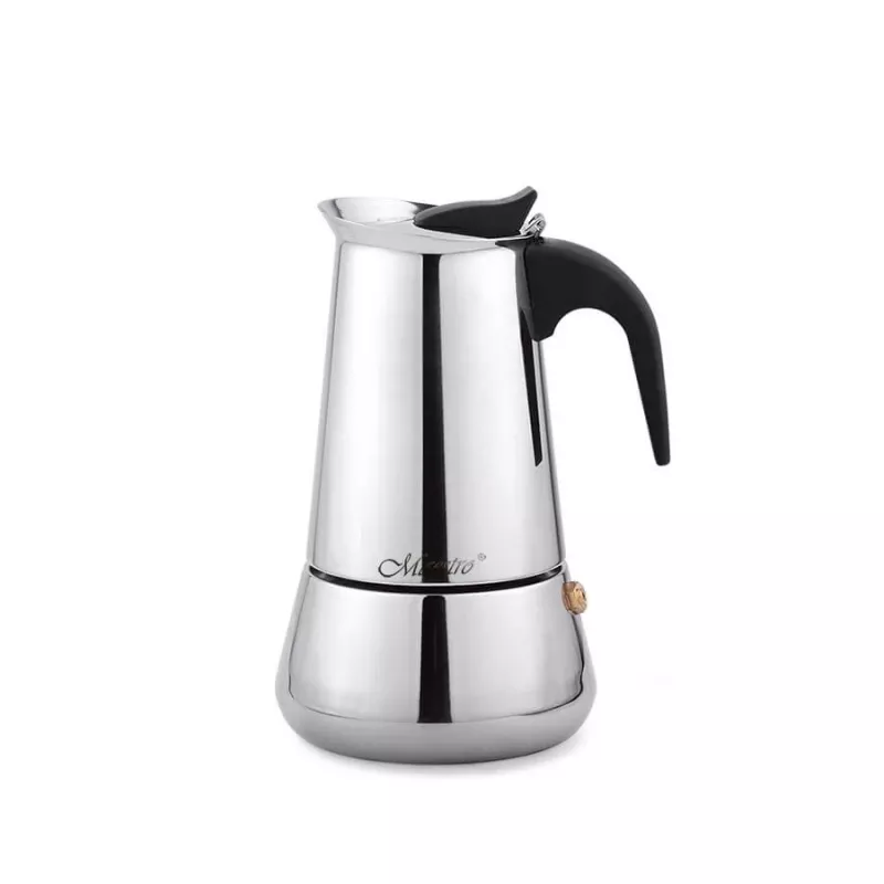 Cafetera moka Maestro MR-1660 0,2 L cafetera exprés de acero inoxidable, 4 tazas, asa negra