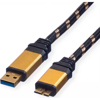 ROLINE cable USB 3.0 Gold, USB A - Micro B macho/macho 0,8m (11.02.8878)