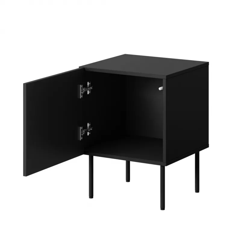 Set de mesitas de noche 2 uds. cama meble PALAZZO 44,5×40×59 cm negro y roble craft — 1 puerta, laminado mate, patas metálicas
