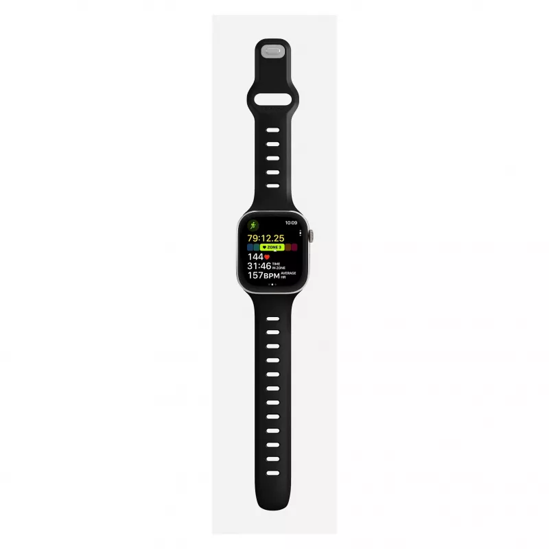Correa para reloj Nomad Tempo Band negra goma, 18 mm de ancho, compatible con muñecas de 135–175 mm