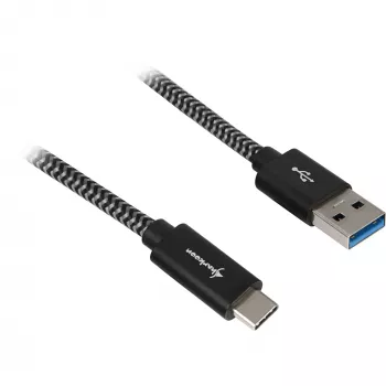 Cable USB 3.2 Gen 2, conector macho USB-A > conector macho USB-C (negro/gris, 0,5 metros, con funda)