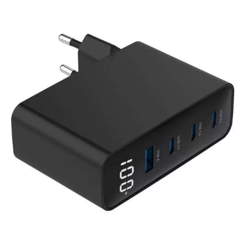 Gembird TA-UC-PDQC100LCD-01-BK Cargador para dispositivos móviles, portátil, smartphone, negro, carga rápida AC, interior
