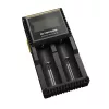 Cargador de baterías Nitecore D2 — cargador de 2 compartimentos para pilas AA/AAA/AAAA/C, tensión de entrada 100–240V, tensión de salida 4,2V, negro