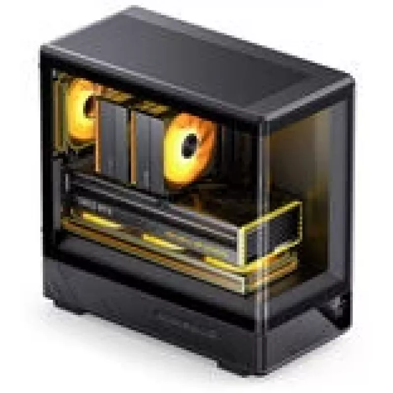 Caja de ordenador Jonsbo D200 torre midi mATX cristal templado mini pantalla temp Negro