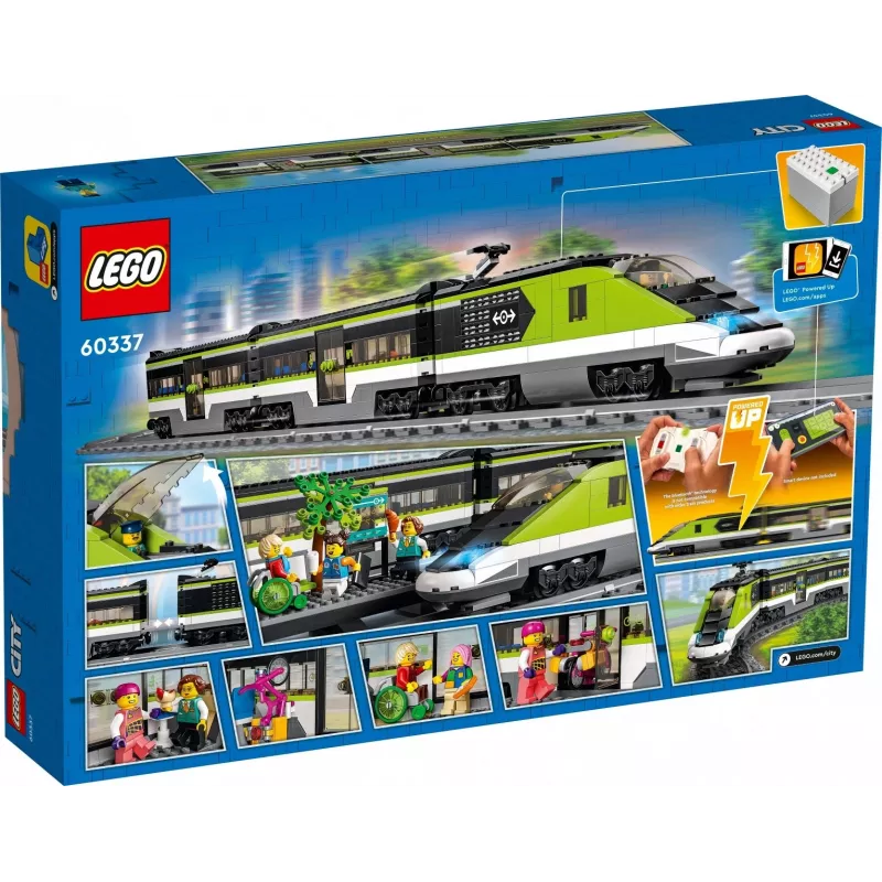 LEGO 60337 City Express Tren de pasajeros Set juguete teledirigido regalo para niños y niñas con faros funcionales 2 vagones y 24 piezas de vía