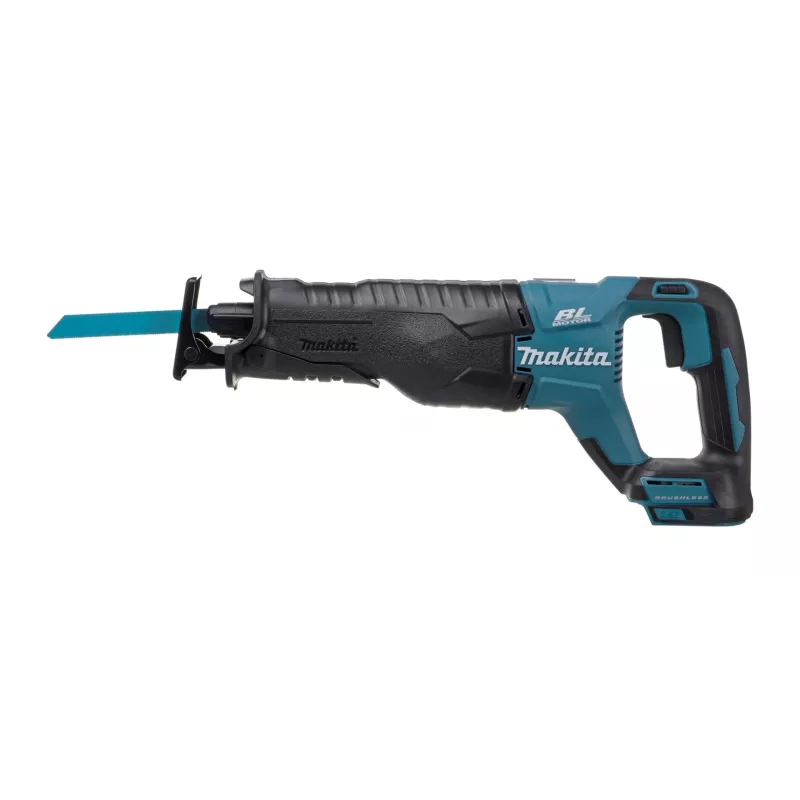 Makita DJR187Z sierra de sable a batería, 18 V Li-Ion, carrera de 32 mm, 2.300–3.000 carreras/min, sin batería, negro/azul