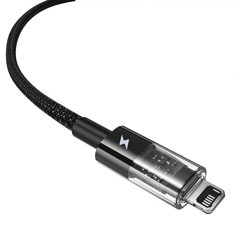 Baseus Gem Cable de carga rápida USB a IP 2,4A 2 m Negro