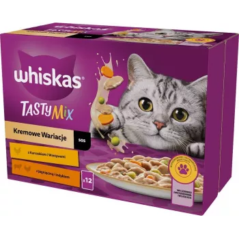WHISKAS Mezcla deliciosa – Alimento húmedo para gatos – 12x85g