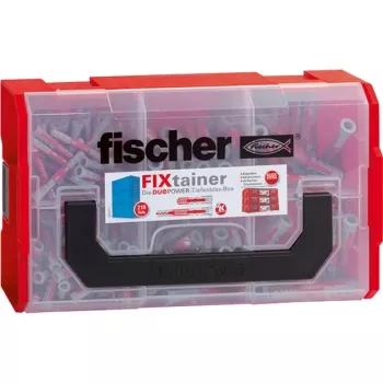 Fischer FIXtainer -DUOPOWER corto / largo - taco - gris claro / rojo - 210 uds.