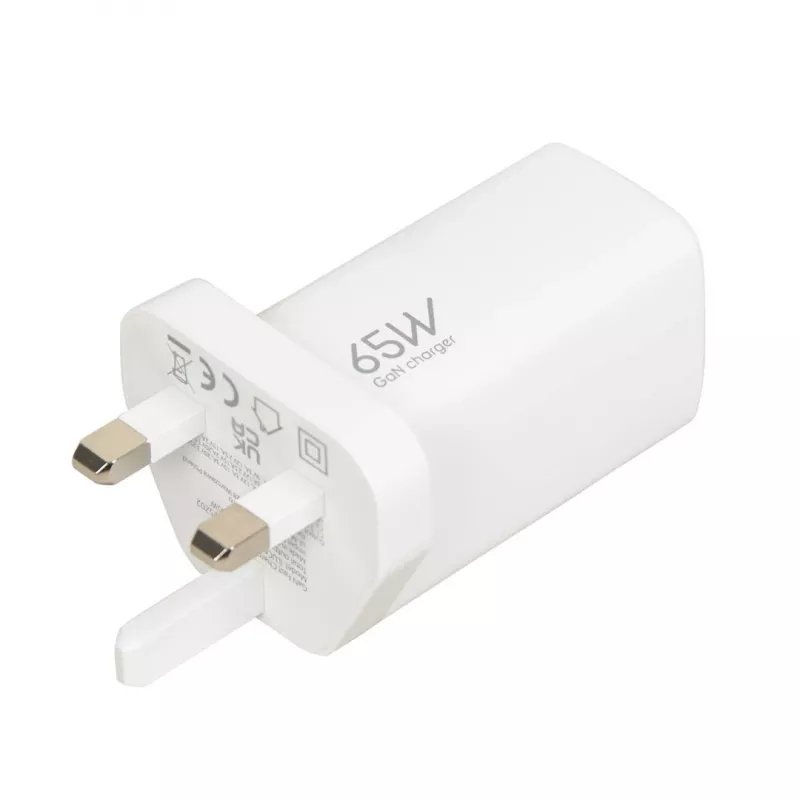 iBOX C-65 blanco, cargador universal GaN 65W con conector macho UK