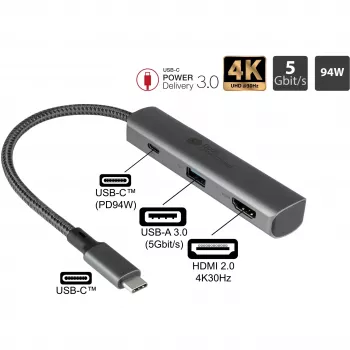 Hub USB Type-C Alcasa HUB-C002A 5000 Mbit/s HDMI USB 3.0