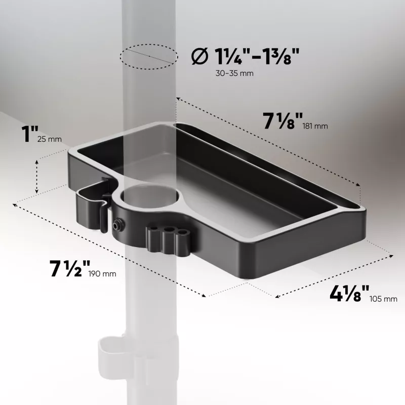 Estante ONKRON A35, plástico ABS negro, 190×105 mm, 160 g