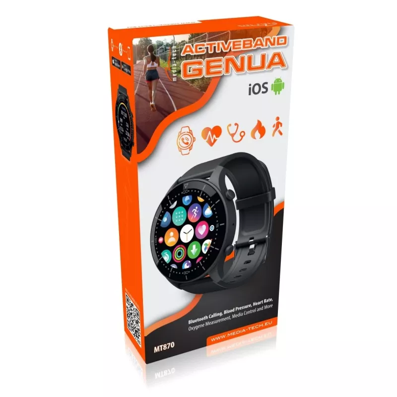 Smartwatch MEDIA-TECH MT870 — pantalla táctil IPS de 1,3 inch (3,3 cm), carcasa de 51 mm, Bluetooth, negro