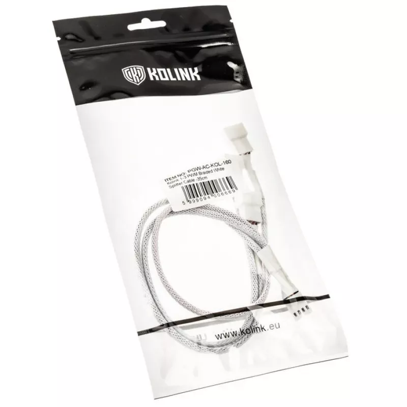 Kolink PGW-AC-KOL-160 cable divisor PWM para ventiladores 1 a 3, 35 cm, trenzado, blanco