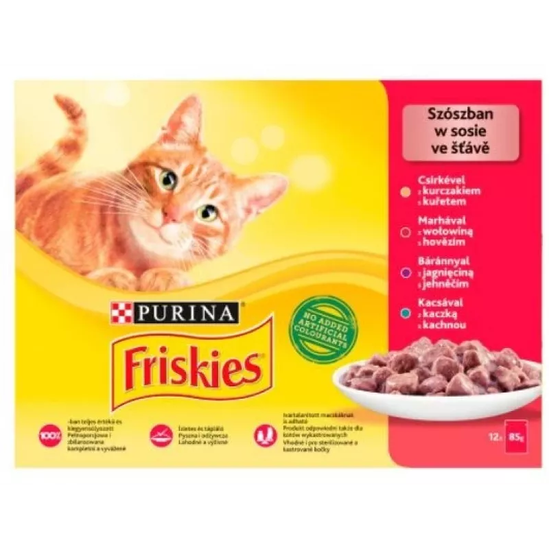 Friskies Mix Carne - Comida húmeda para gatos - 12 x 85 g