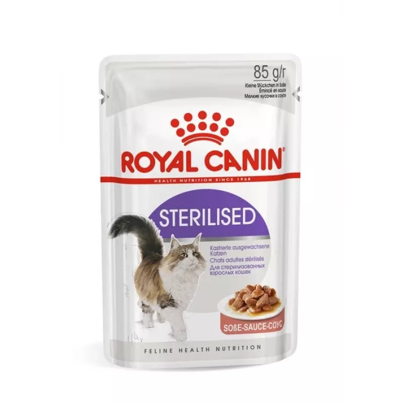 ROYAL CANIN FHN Sterilised en salsa – Comida húmeda para gatos adultos – 12x85g