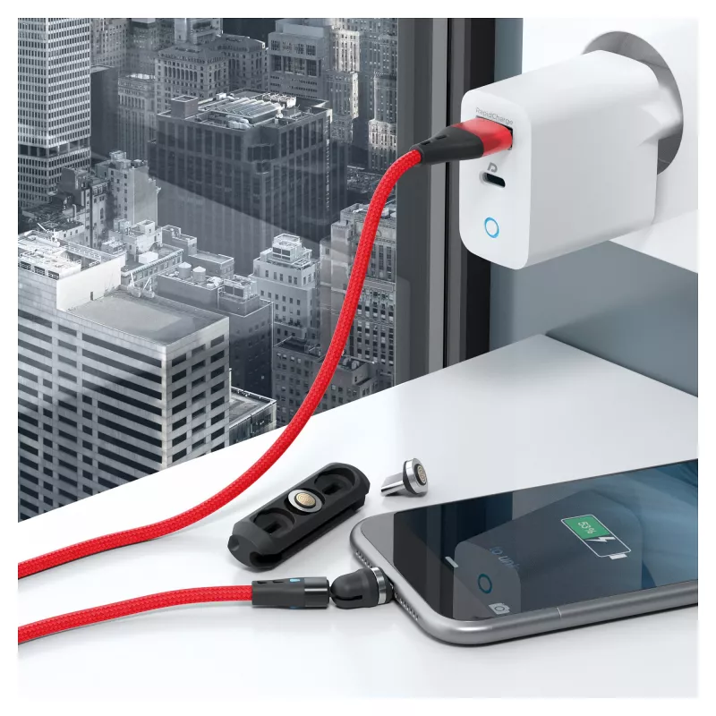 Cable USB RealPower MagneticCharge3 1m USB A negro azul rojo