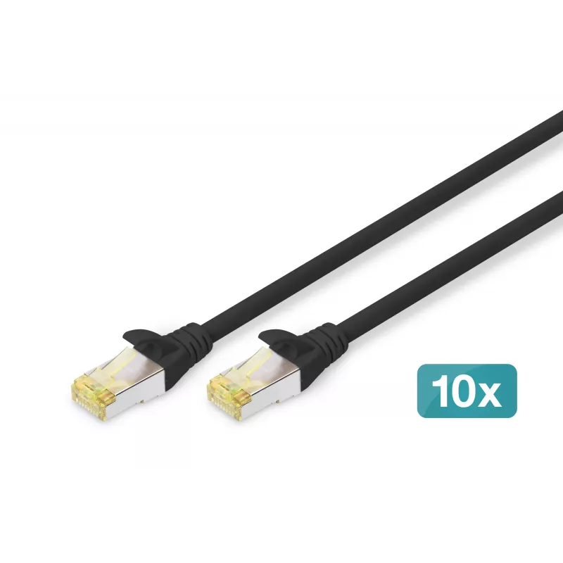 Cable de conexión DIGITUS CAT 6A S/FTP DK-1644-A-020-BL-10, 2 m, negro, 10 uds.