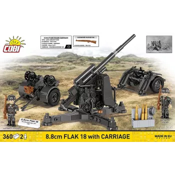 Set de construcción Cobi bloques 8,8-cm-Flak con remolque – 360 piezas