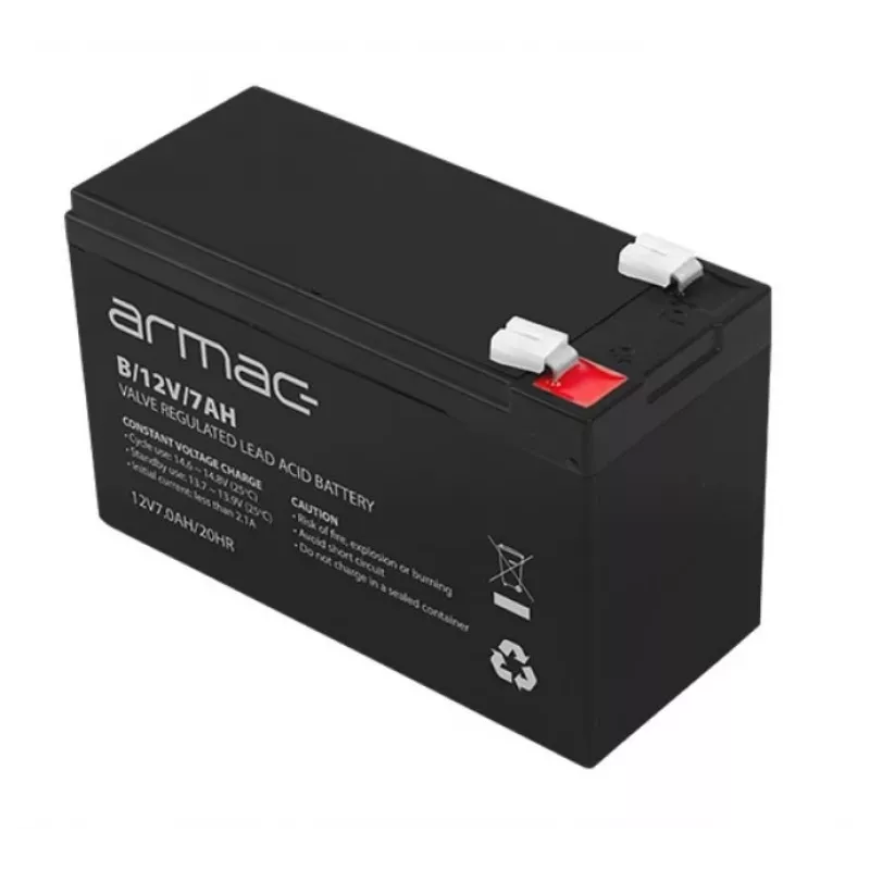 Batería para SAI ARMAC B/12V/7AH — plomo-ácido AGM 12V 7Ah, corriente de descarga máx. 110A, carcasa ABS