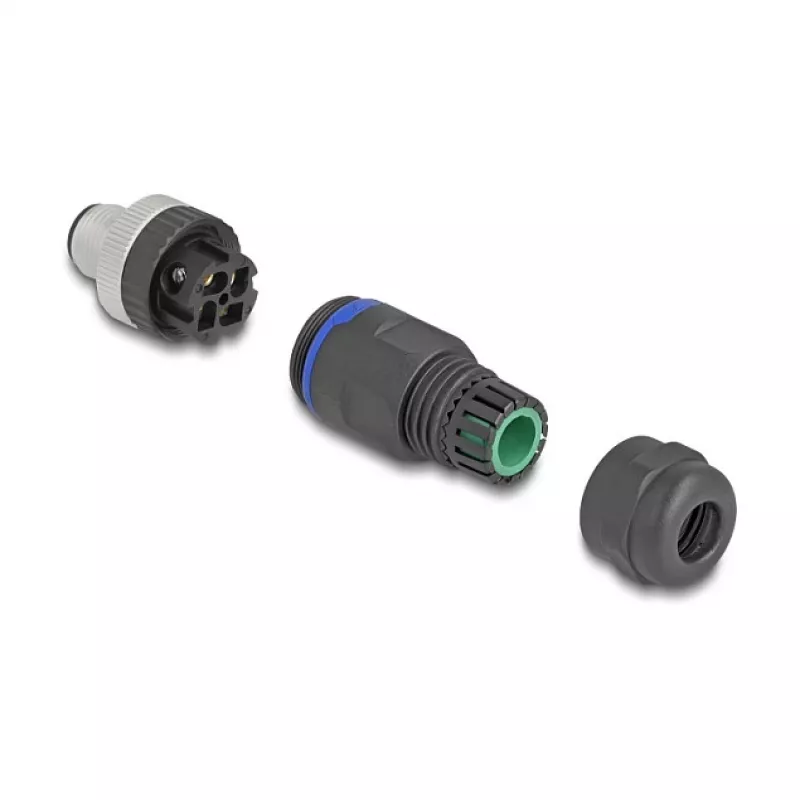 Conector DeLOCK M12 codificación A 4 polos conector macho conexión por tornillo 60533